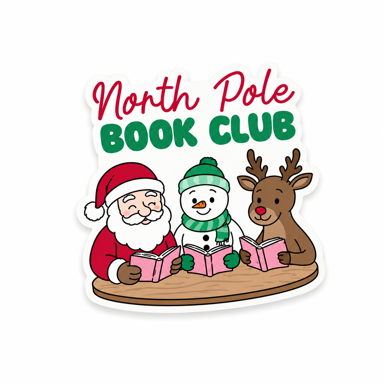 North Pole Book Club Christmas plastic add-on for compatible interchangeable badge reel bases