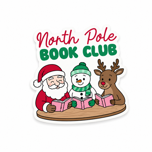 North Pole Book Club Christmas plastic add-on for compatible interchangeable badge reel bases
