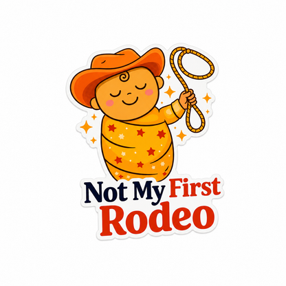 Cute cowboy baby plastic add-on for badge reels with Not My First Rodeo design for nurses and healthcare workers
