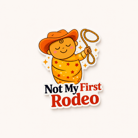 Cute cowboy baby plastic add-on for badge reels with Not My First Rodeo design for nurses and healthcare workers