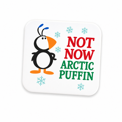 Not Now Arctic Puffin plastic add-on for compatible interchangeable badge reel bases