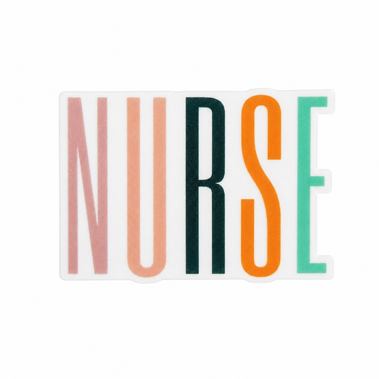 NURSE plastic add-on with colorful modern lettering, compatible with interchangeable badge reel bases.