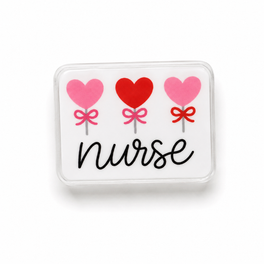 Nurse Valentine hearts plastic add-on for compatible interchangeable badge reel bases