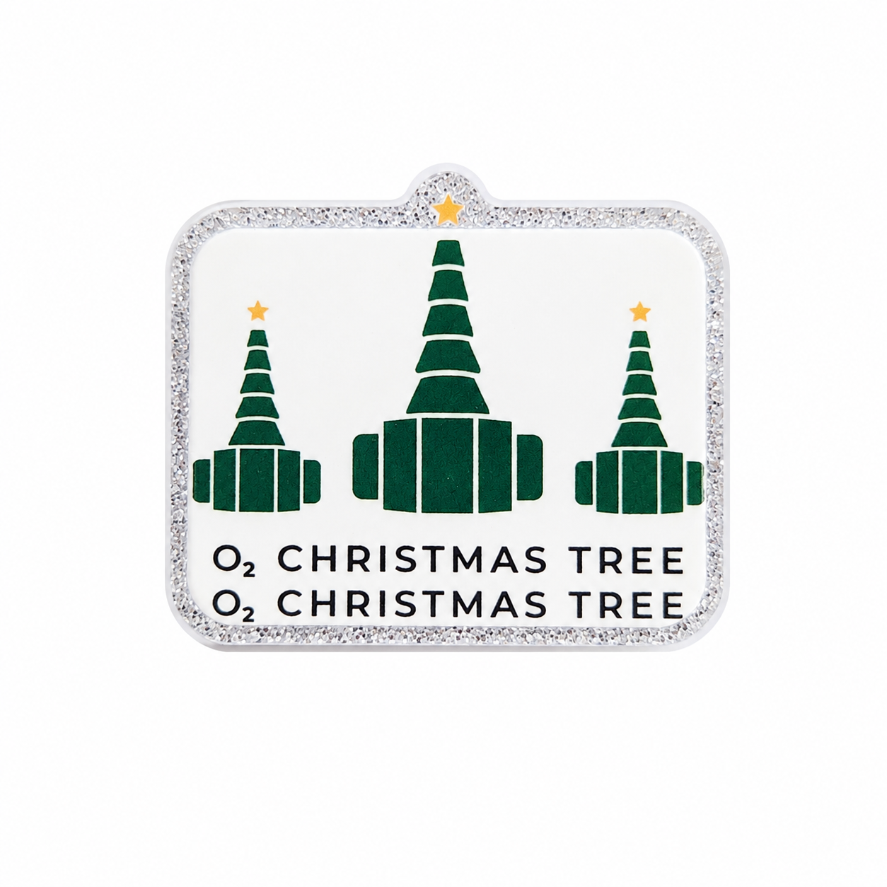 O₂ Christmas Tree O₂ Christmas Tree plastic add-on featuring oxygen tanks styled as Christmas trees, compatible with interchangeable badge reel bases and perfect for respiratory therapists.