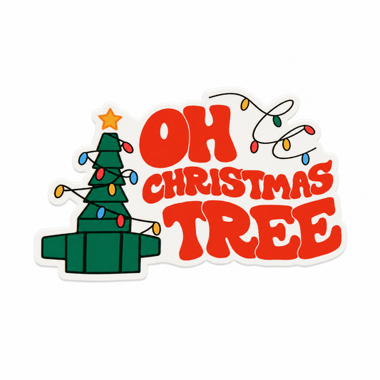 OH CHRISTMAS TREE plastic add-on featuring a respiratory ventilator circuit Christmas tree with holiday lights, compatible with interchangeable badge reel bases.