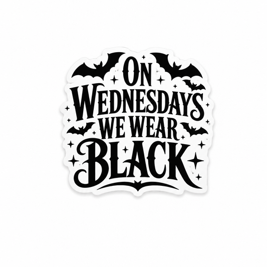 On Wednesdays We Wear Black moody aesthetic plastic add-on compatible with interchangeable badge reel bases for nurses and healthcare workers.