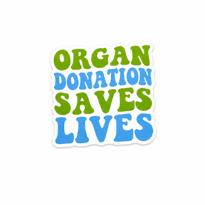 Organ Donation Saves Lives plastic add-on with retro lettering compatible with interchangeable badge reel bases for nurses and healthcare workers.