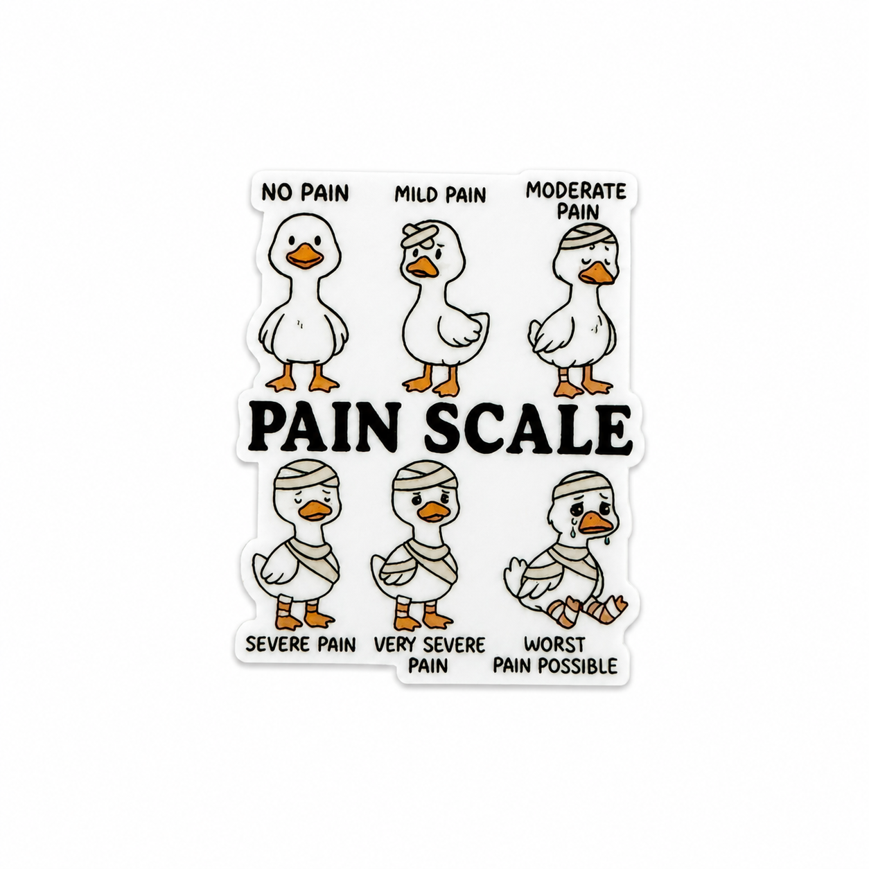 Pain Scale ducks plastic add-on featuring funny duck pain chart design for compatible interchangeable badge reel bases