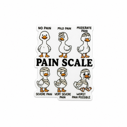 Pain Scale ducks plastic add-on featuring funny duck pain chart design for compatible interchangeable badge reel bases