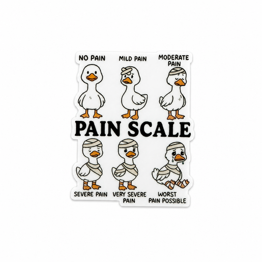 Pain Scale ducks plastic add-on featuring funny duck pain chart design for compatible interchangeable badge reel bases