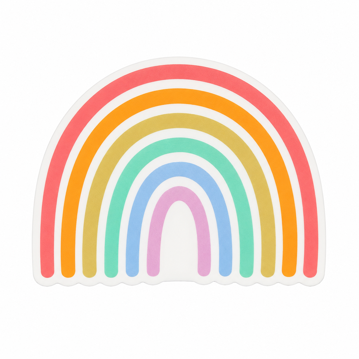Pastel rainbow plastic add-on with colorful rainbow arches, compatible with interchangeable badge reel bases, perfect positive vibes work badge accessory.