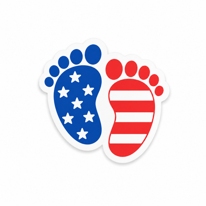 Patriotic baby feet plastic add-on for compatible interchangeable badge reel bases