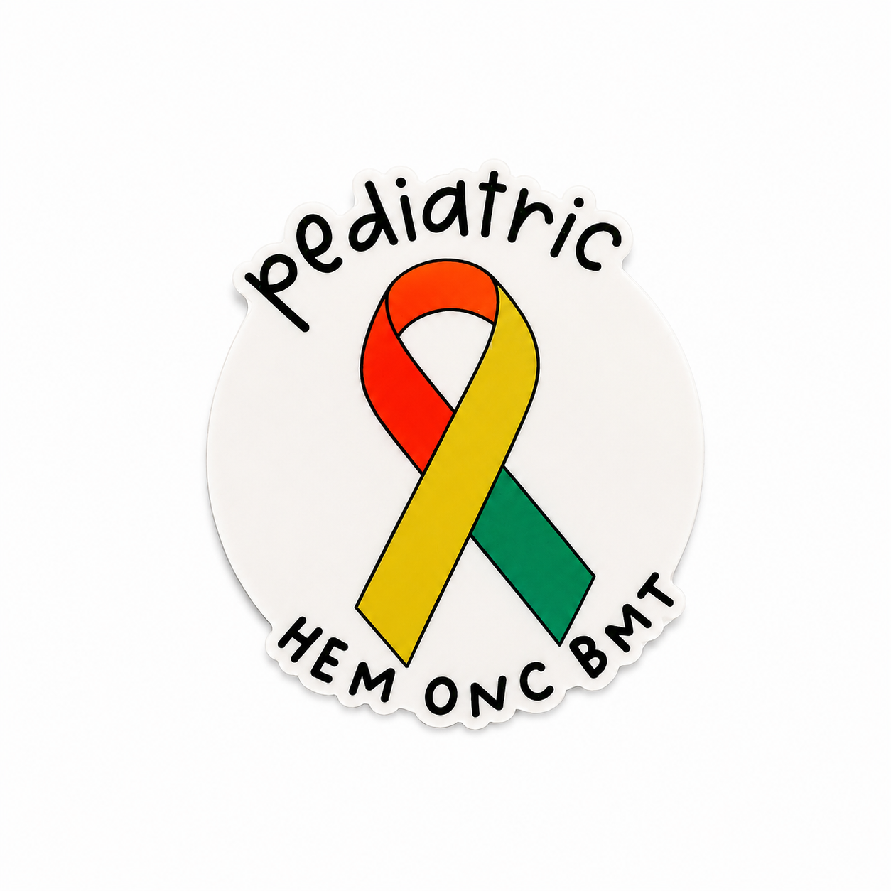 Pediatric Hem Onc BMT plastic add-on with awareness ribbon design for nurses and healthcare workers
