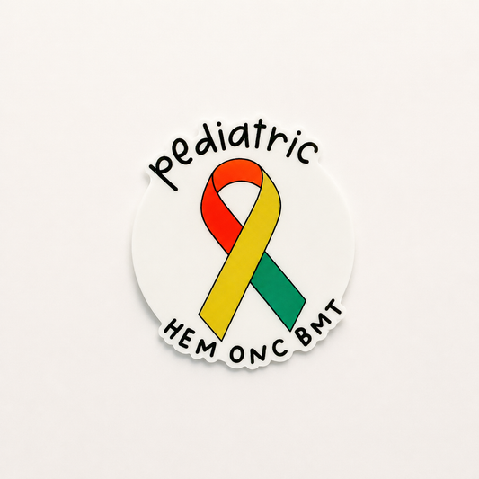 Pediatric Hem Onc BMT plastic add-on with awareness ribbon design for nurses and healthcare workers