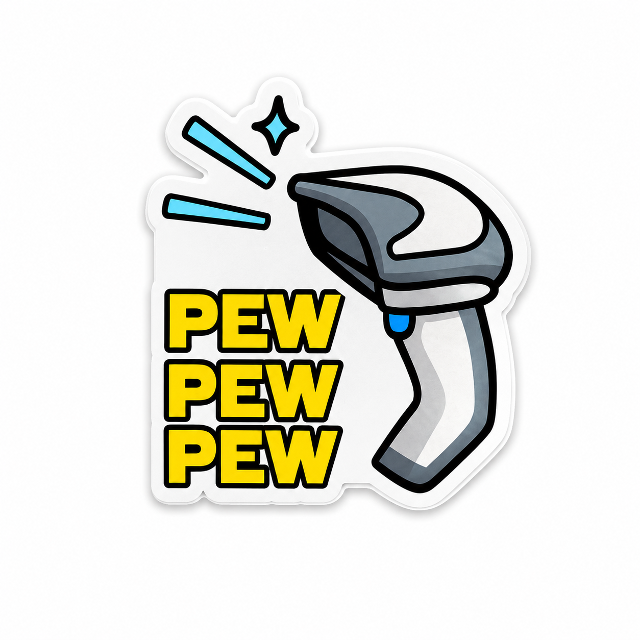 Pew Pew barcode scanner plastic add-on for compatible interchangeable badge reel bases
