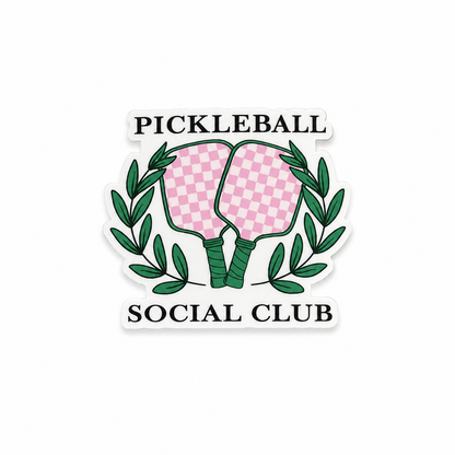 Pickleball Social Club plastic add-on with pink checkered paddle design for compatible interchangeable badge reel bases, cute preppy healthcare worker accessory