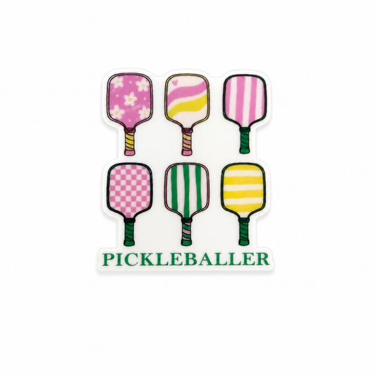 Pickleballer pastel paddle plastic add-on with colorful patterned pickleball paddles for compatible interchangeable badge reel bases