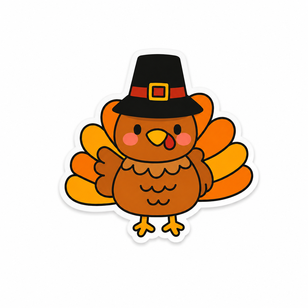 Cute pilgrim turkey plastic add-on with a cozy Thanksgiving aesthetic for compatible interchangeable badge reel bases and festive healthcare accessories.