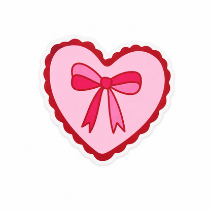 Pink bow heart plastic add-on for compatible interchangeable badge reel bases