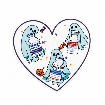 Precedex Propofol plastic add-on with spooky ghost medication bottle design, compatible with interchangeable badge reel bases
