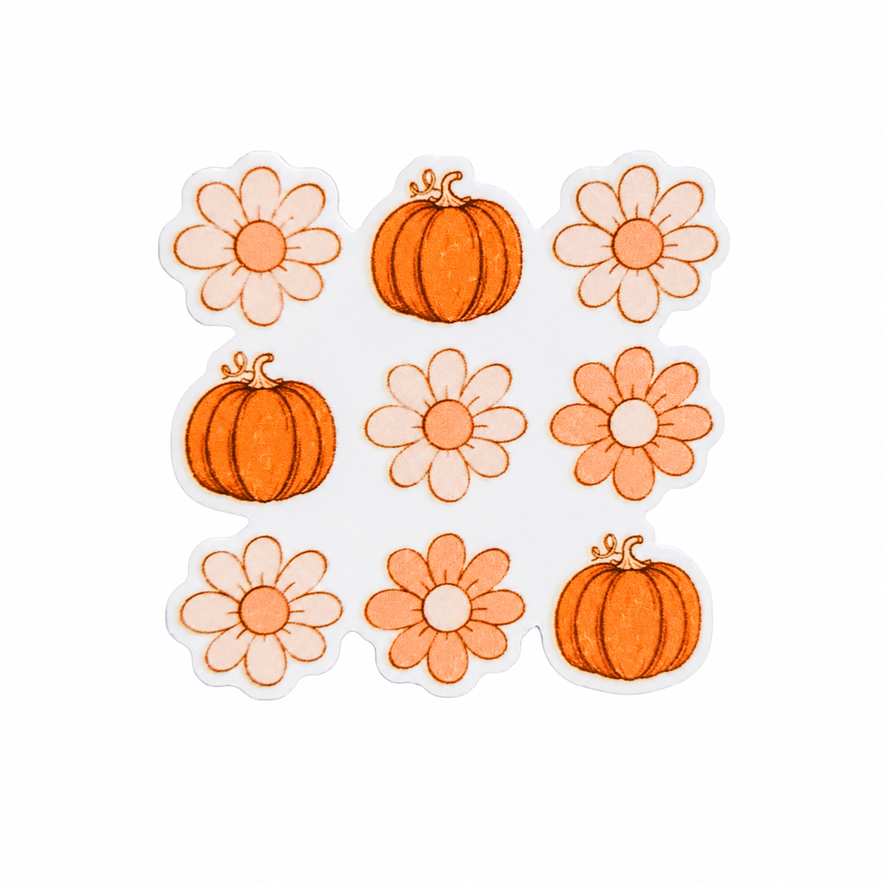 Pumpkin daisy plastic add-on with orange pumpkins and floral design, compatible with interchangeable badge reel bases, cute fall work accessory.