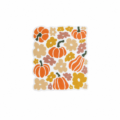 Pumpkin Floral plastic add-on featuring orange pumpkins and soft floral patterns, compatible with interchangeable badge reel bases, cute fall and Halloween accessory.