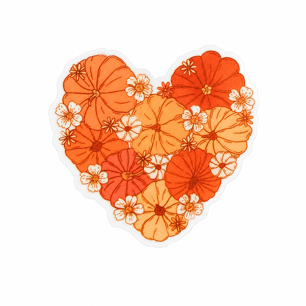 Pumpkin flower heart plastic add-on with orange pumpkins and white floral accents, compatible with interchangeable badge reel bases.