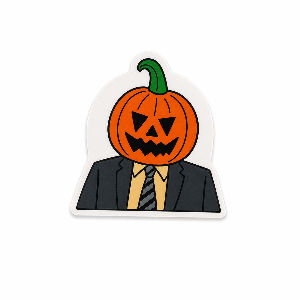 Pumpkin head plastic add-on featuring a funny spooky office-inspired design for compatible interchangeable badge reel bases, Halloween healthcare worker accessory
