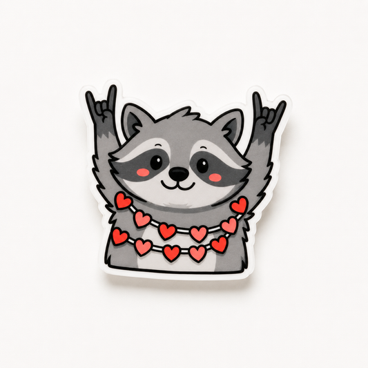 Raccoon hearts plastic add-on for compatible interchangeable badge reel bases