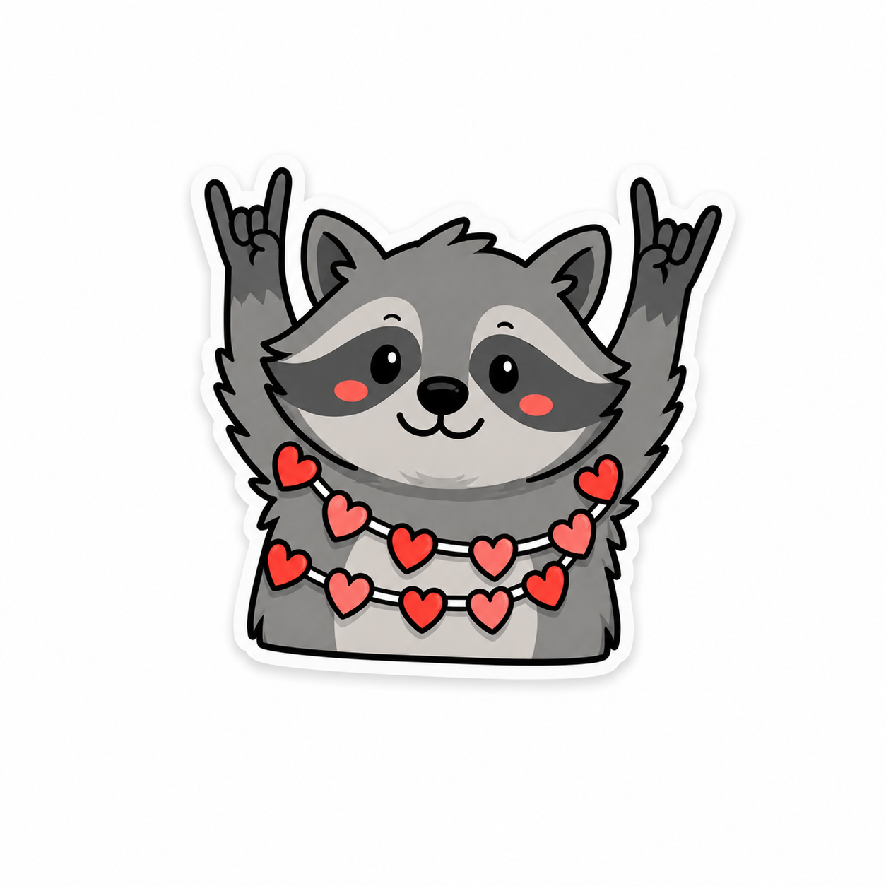 Raccoon hearts plastic add-on for compatible interchangeable badge reel bases