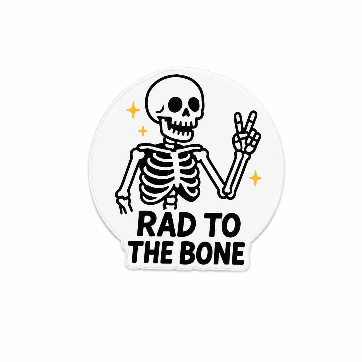 Rad to the Bone plastic add-on featuring a cute skeleton design for compatible interchangeable badge reel bases
