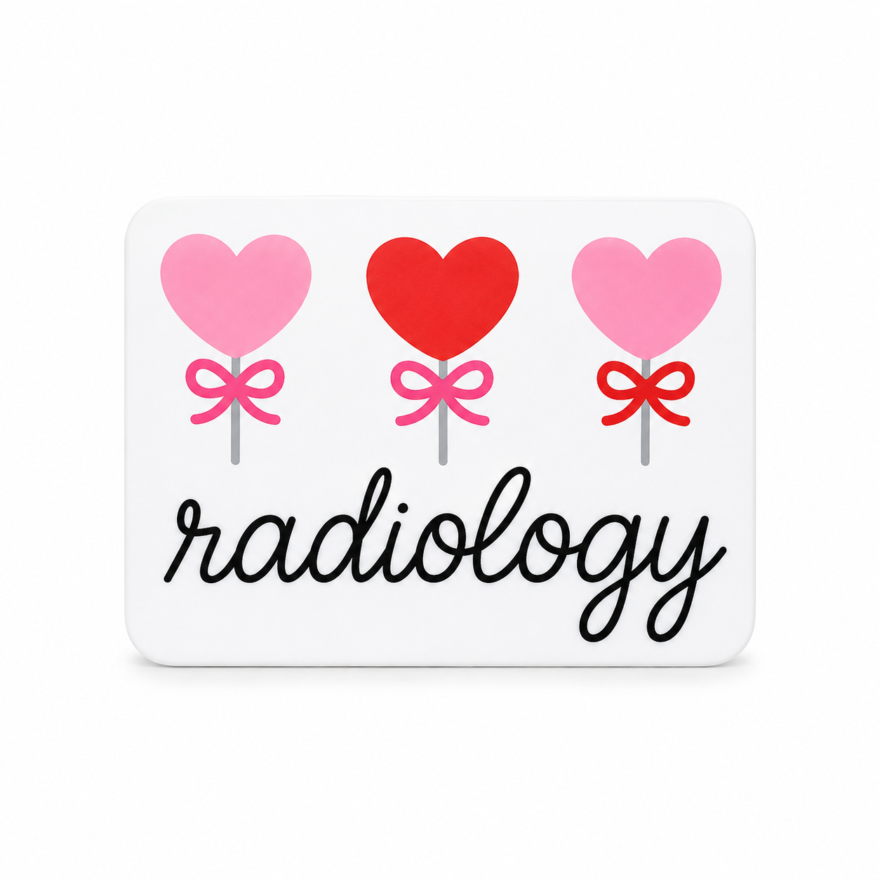 Radiology hearts plastic add-on for compatible interchangeable badge reel bases