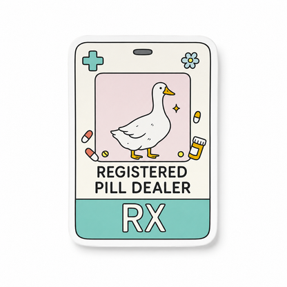 Registered Pill Dealer RX goose plastic add-on for compatible interchangeable badge reel bases
