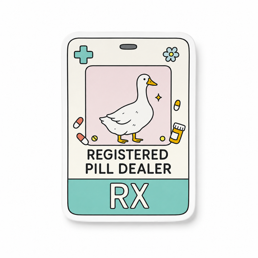 Registered Pill Dealer RX goose plastic add-on for compatible interchangeable badge reel bases