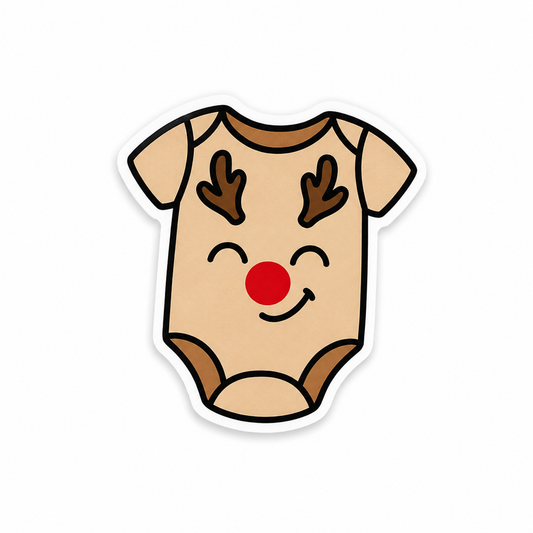 Reindeer baby onesie plastic add-on for compatible interchangeable badge reel bases