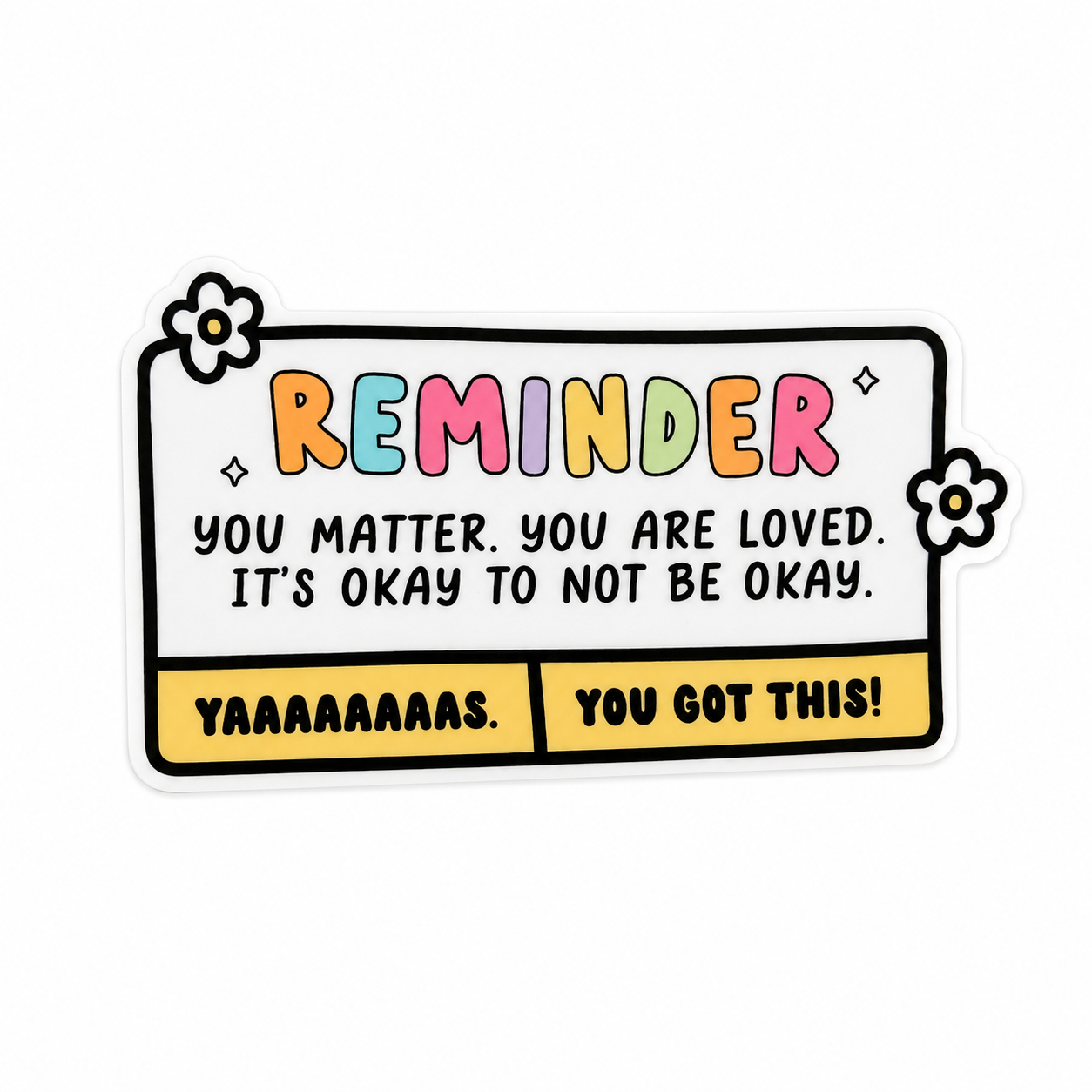 Mental health accessory plastic add-on with Reminder You Matter design, compatible with interchangeable badge reel bases