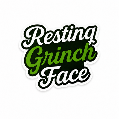 Resting Grinch Face plastic add-on for compatible interchangeable badge reel bases