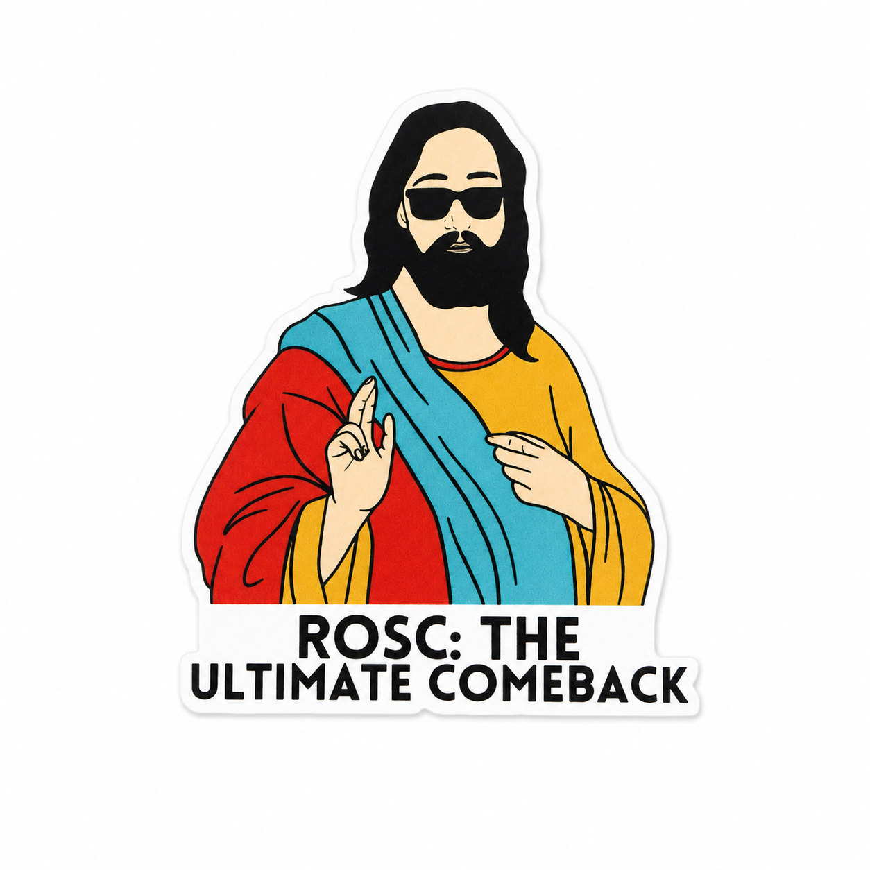 ROSC The Ultimate Comeback plastic add-on featuring a sunglasses-wearing figure and humorous healthcare design, compatible with interchangeable badge reel bases and ideal as a nurse badge accessory, EMS badge accessory, and healthcare worker accessory