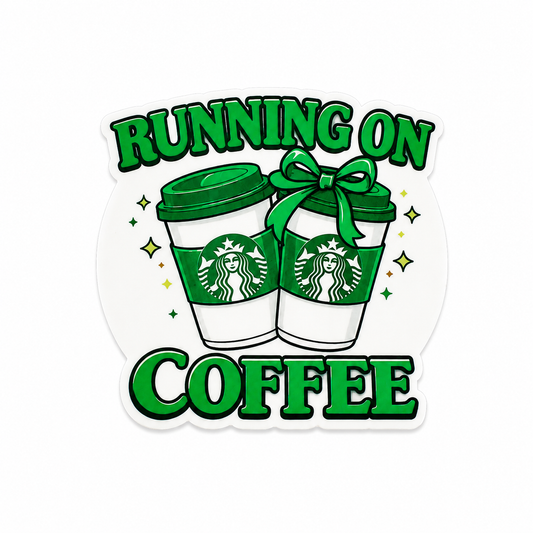 Running On Coffee plastic add-on for badge reels for nurses healthcare workers and coffee lovers
