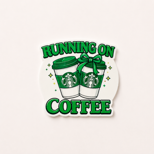 Running On Coffee plastic add-on for badge reels for nurses healthcare workers and coffee lovers