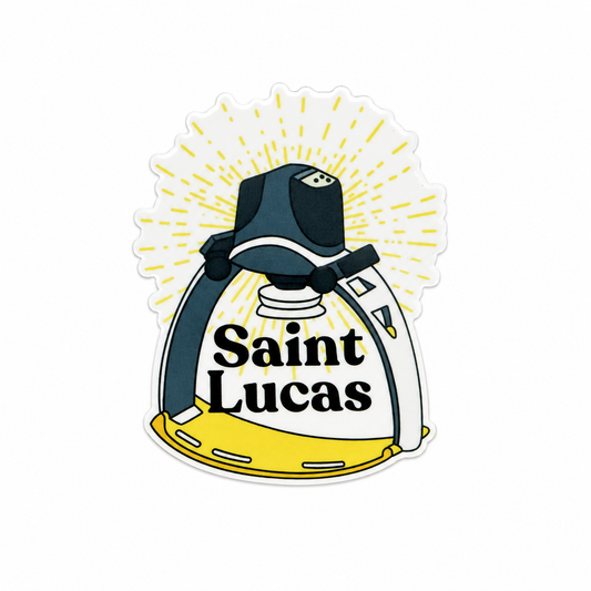 Saint Lucas plastic add-on featuring a medical-themed design for ER and Emergency Department staff, compatible with interchangeable badge reel bases, healthcare worker accessory and nurse badge accessory