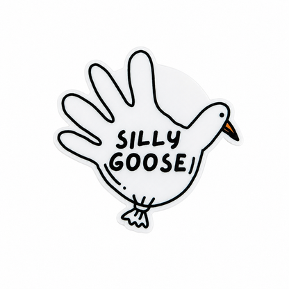 Plastic add-on featuring a cute goose with the text "SILLY GOOSE," compatible with interchangeable badge reel bases and perfect for animal lovers and funny accessory fans.