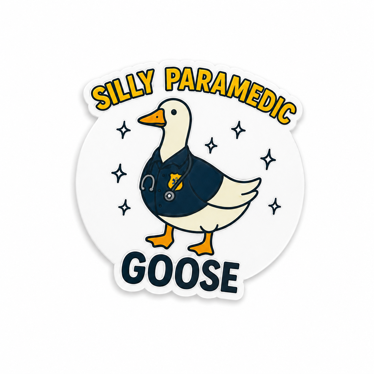 Silly Paramedic Goose plastic add-on for compatible interchangeable badge reel bases