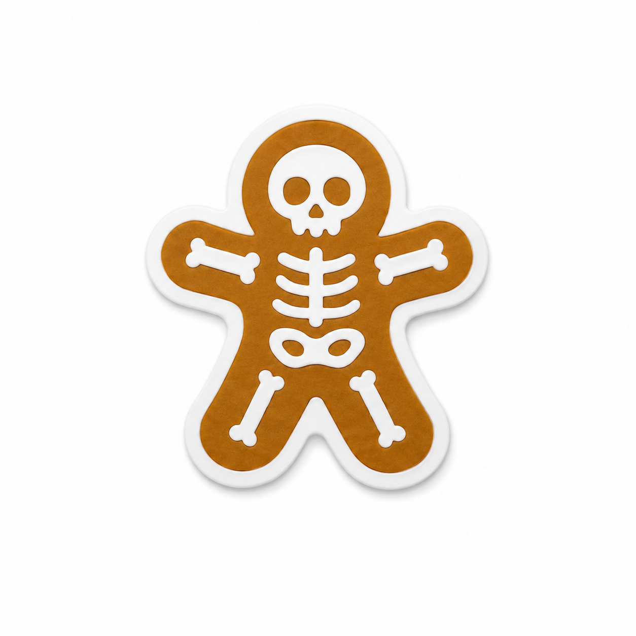 Skeleton gingerbread plastic add-on with festive holiday cookie design for compatible interchangeable badge reel bases.