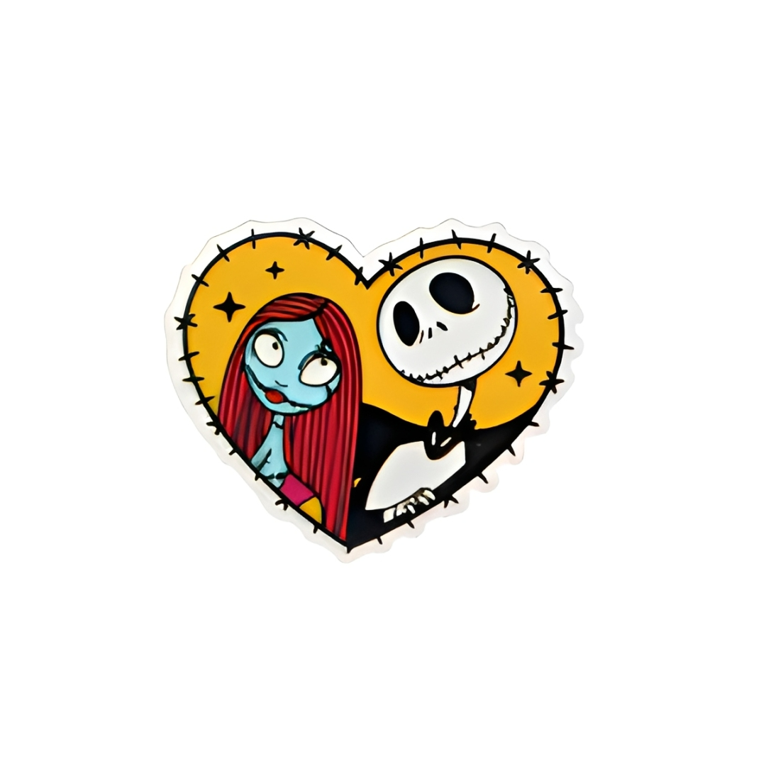 Skeleton heart Halloween plastic add-on with spooky couple aesthetic compatible with interchangeable badge reel bases