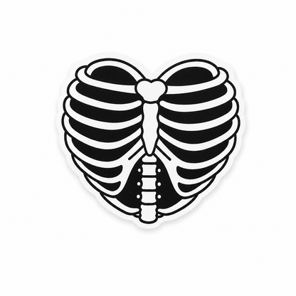 Skeleton heart plastic add-on for compatible interchangeable badge reel bases