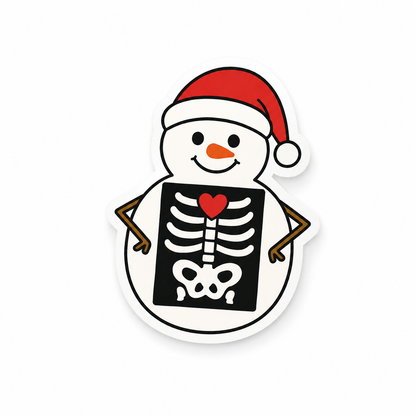 Skeleton snowman holiday plastic add-on for compatible interchangeable badge reel bases