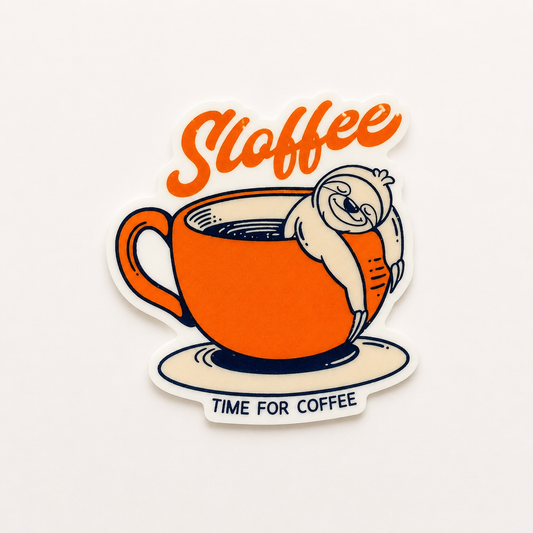 Cute sloth coffee themed plastic add-on for badge reels with Sloffee Time for Coffee design for healthcare workers