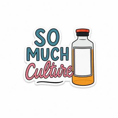 SO MUCH Culture plastic add-on featuring a laboratory culture specimen vial, compatible with interchangeable badge reel bases, funny microbiology and lab worker accessory.