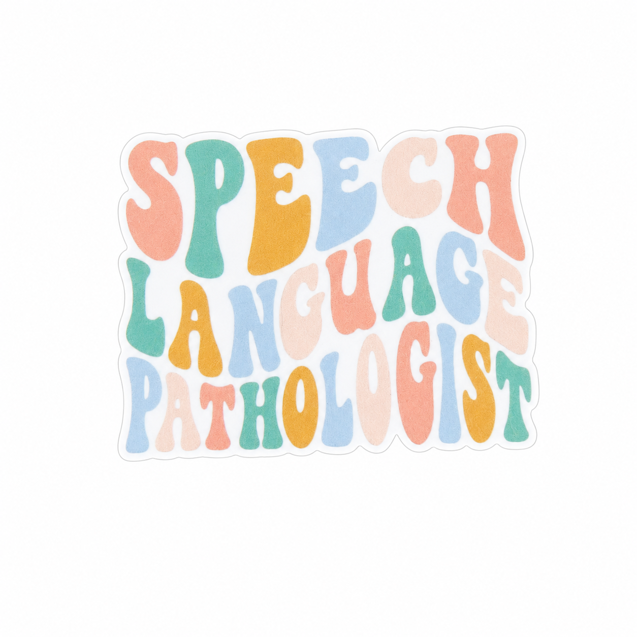Speech Language Pathologist plastic add-on featuring colorful pastel lettering, compatible with interchangeable badge reel bases, SLP work badge accessory.